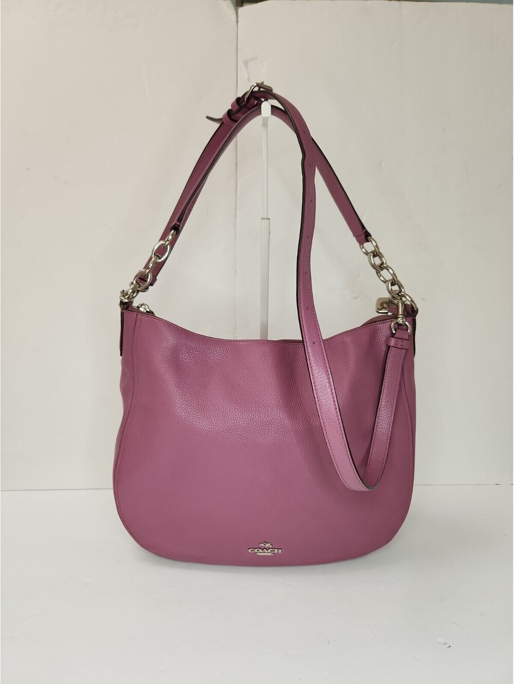 COACH Chelsea Hobo Shoulder Bag Purse Purple Lilac Slvr Pebbled Leather 2 Way